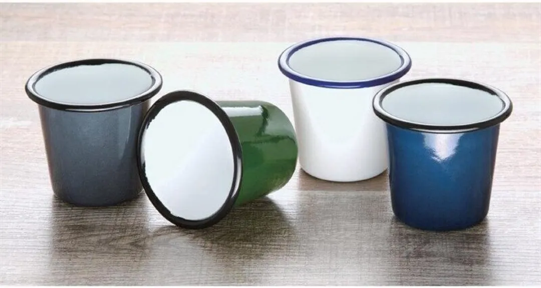 Olympia Emaille Beker 31cl - Grijs - 6 Stuks
