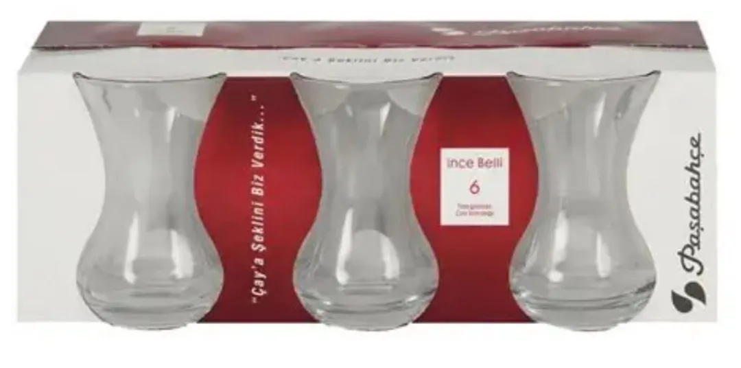 Pasabahce Theeglazen Set 6-delig - 125ml Transparant + Porseleinen Onderzetters