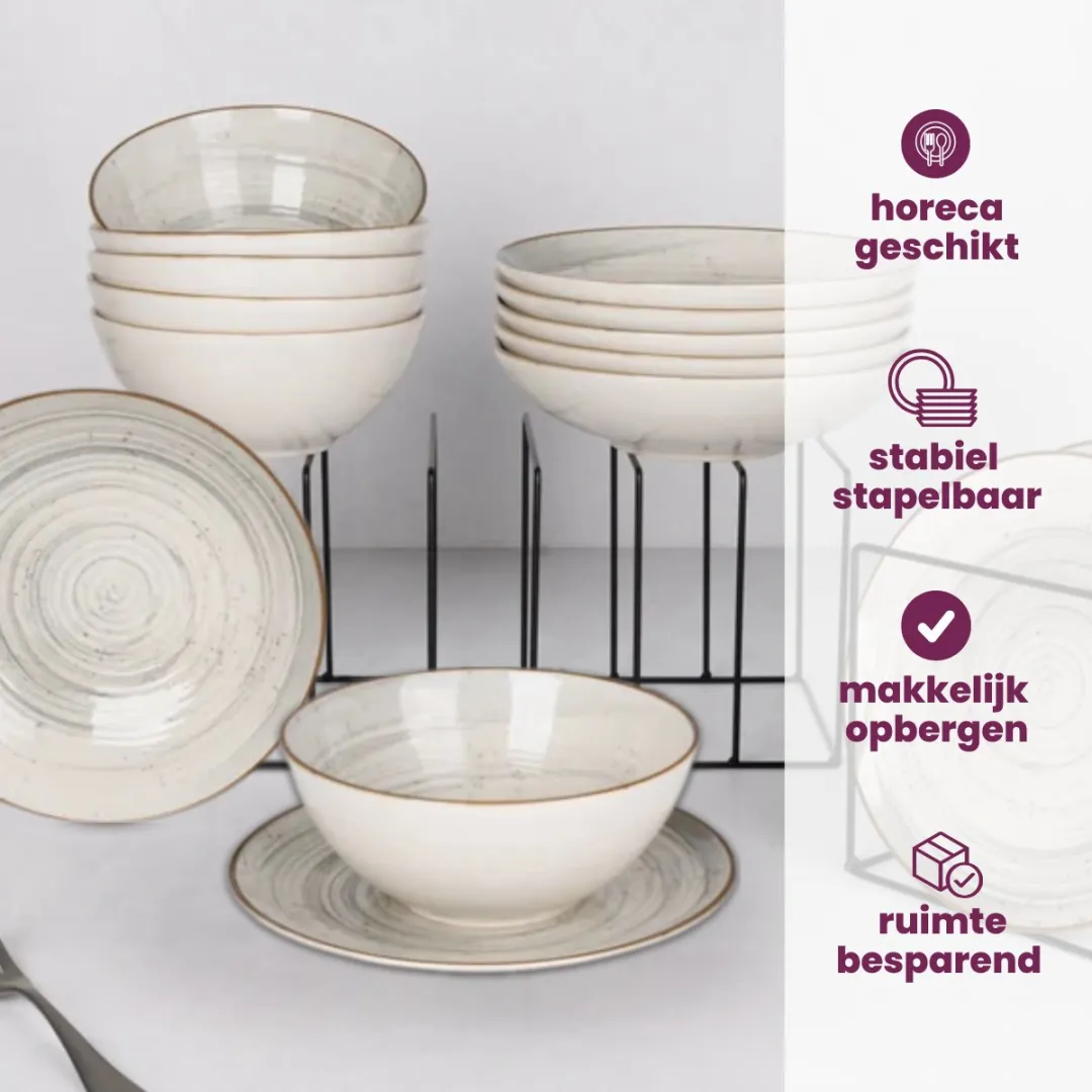 Cosy&Trendy Diepe Bord Sintra - Ø21cm - 4 Stuks - Dusty Blue
