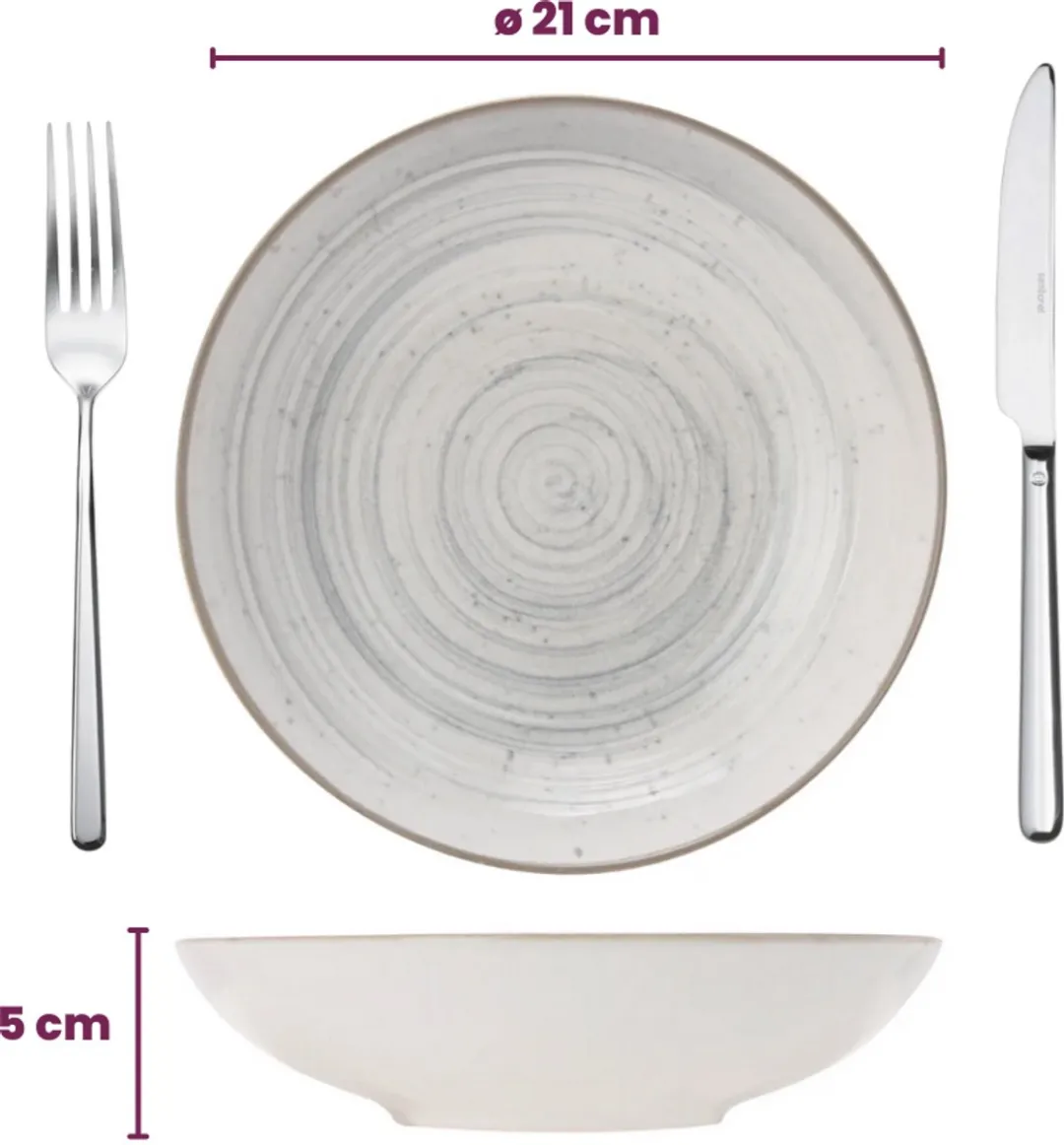 Cosy&Trendy Diepe Bord Sintra - Ø21cm - 4 Stuks - Dusty Blue