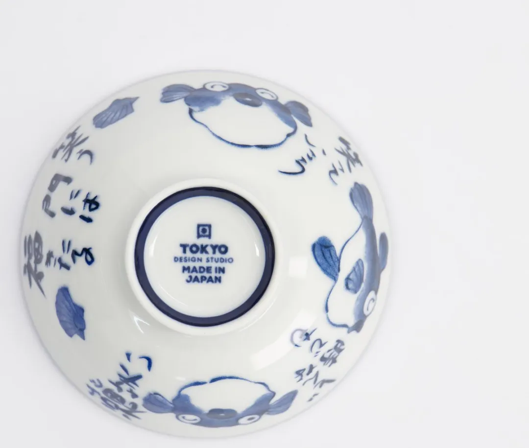 Tokyo Design Studio Kawaii Rijstkom Kogelvis 300ml - Blauw/Wit