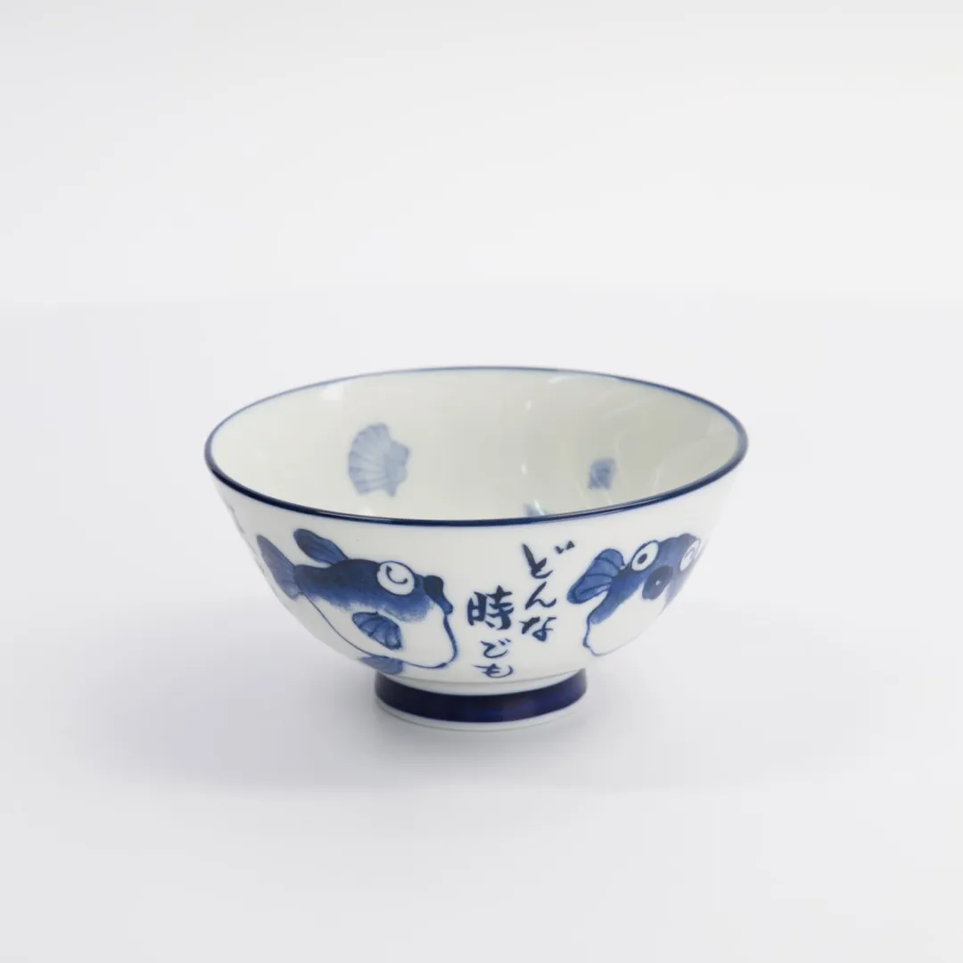 Tokyo Design Studio Kawaii Rijstkom Kogelvis 300ml - Blauw/Wit