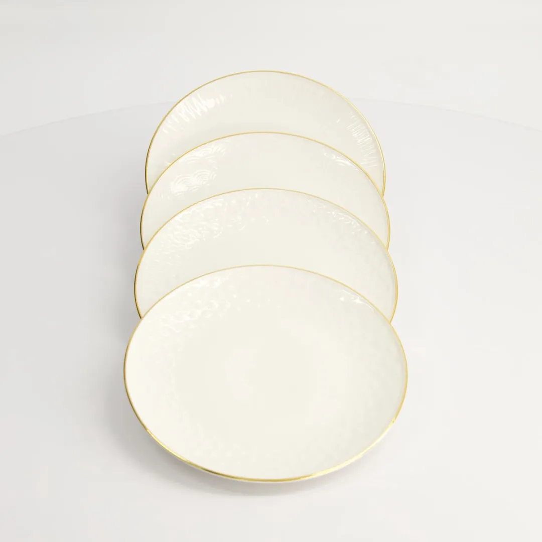 Tokyo Design Studio Nippon White Coupe Borden Set 15cm - 4 Stuks - Goud/Wit