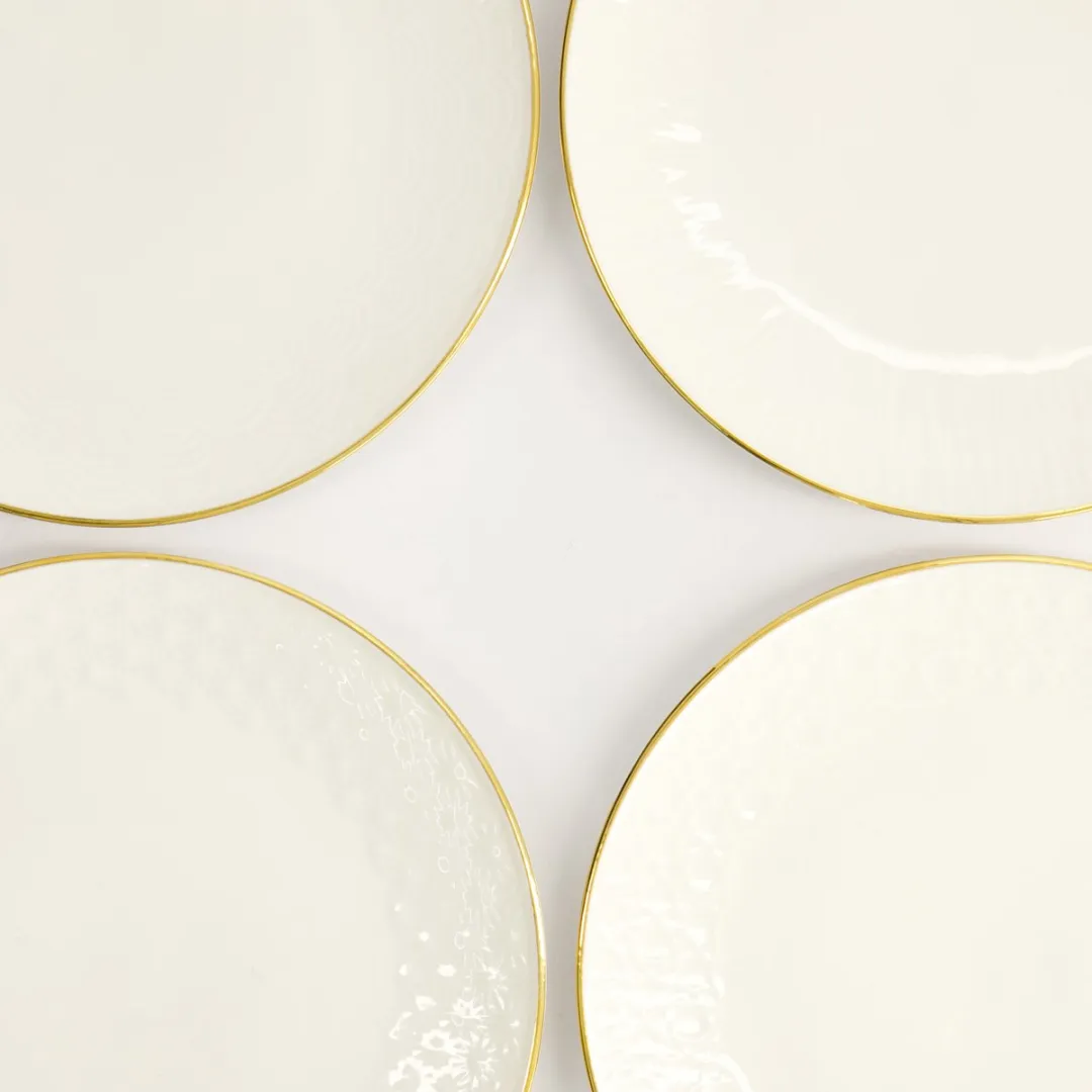Tokyo Design Studio Nippon White Coupe Borden Set 15cm - 4 Stuks - Goud/Wit