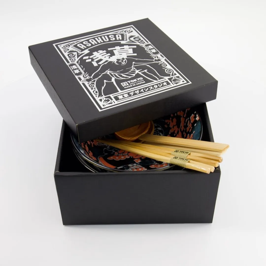 Tokyo Design Asakusa Ramen Set - 2 Kommen 1250ml - Zwart/Wit/Grijs