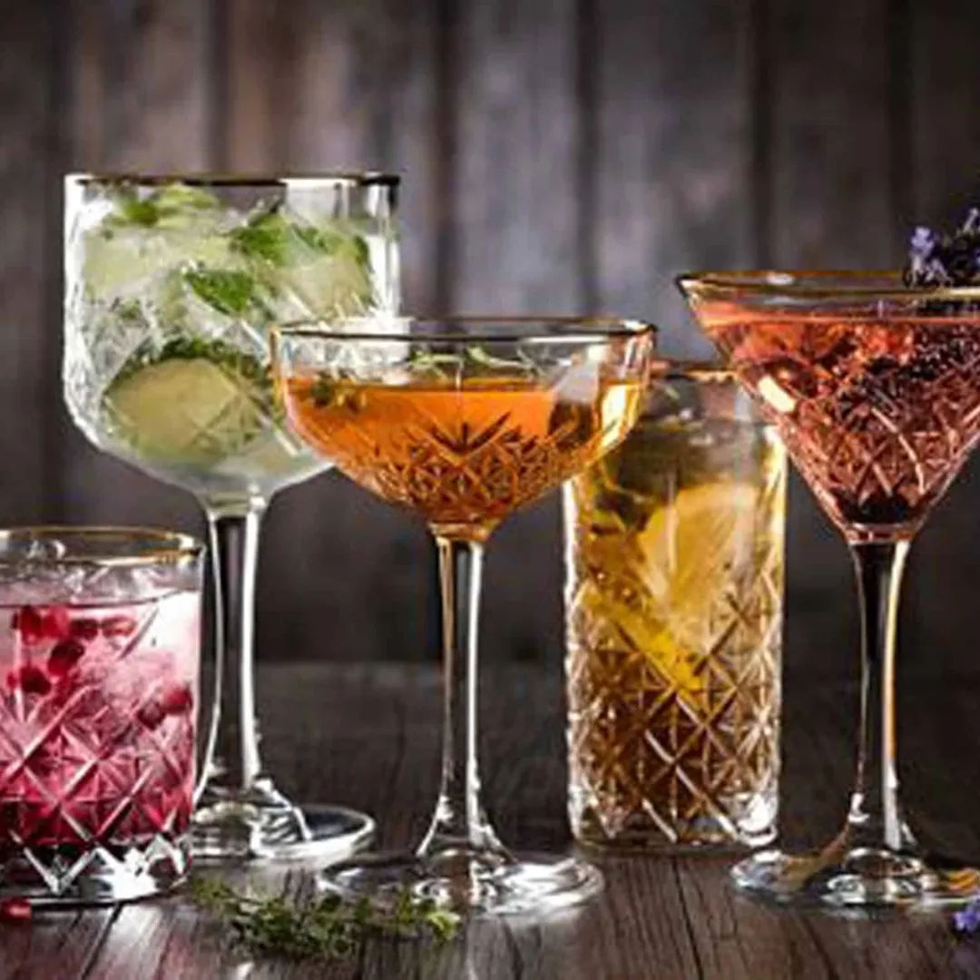 Pasabahce Timeless Martiniglas 23 Cl Gouden Rand - 4 Stuks