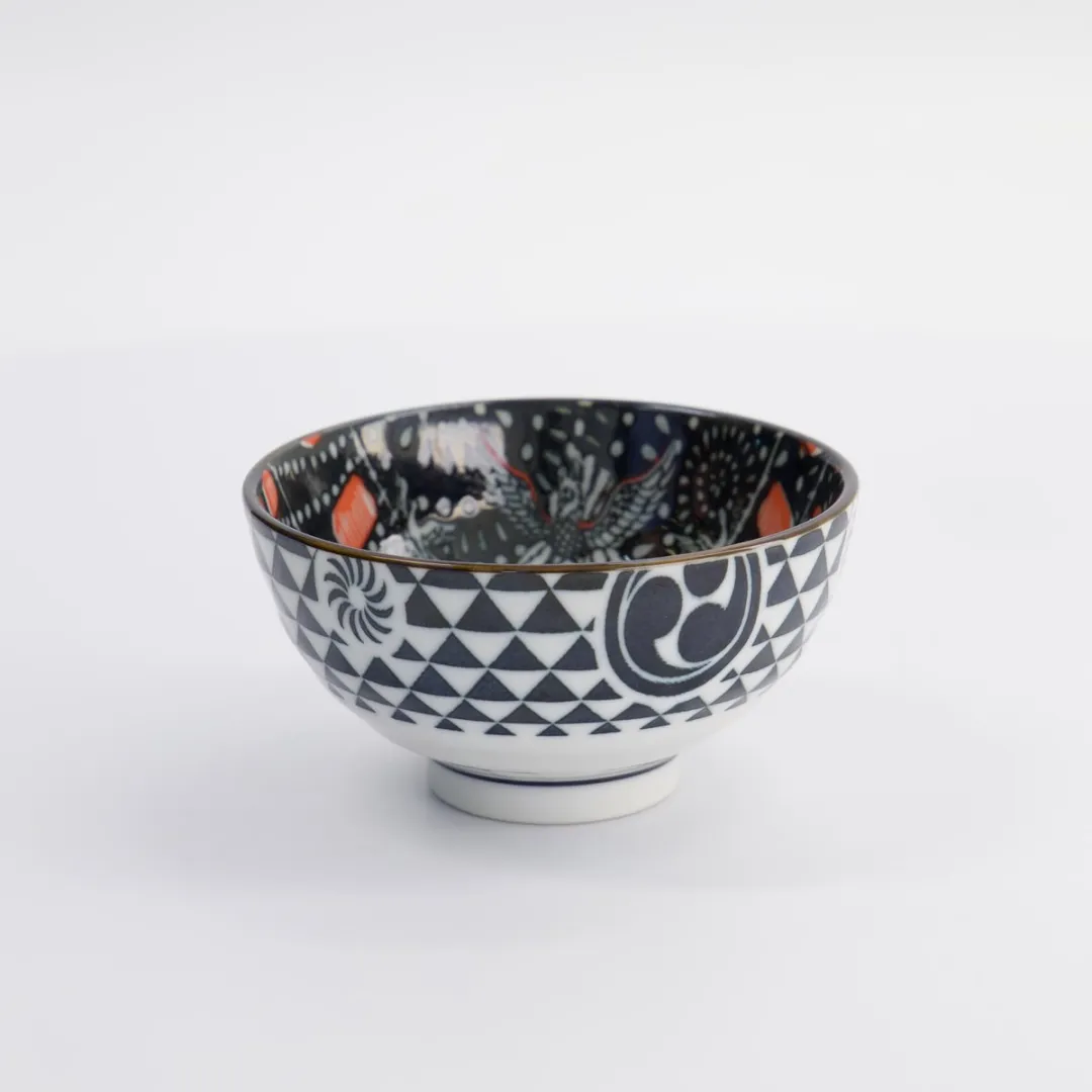 Tokyo Design Studio Asakusa Matsuri Rijstkom 300ml - 11x6cm - Zwart/Wit