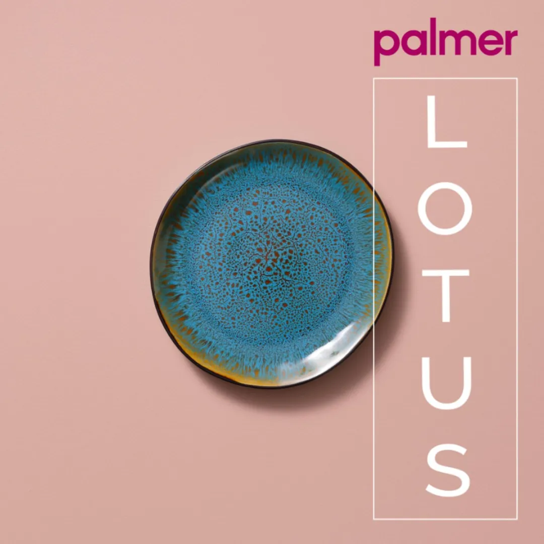 Palmer Lotus Bordenset 4 Stuks - ø 20,5 cm - Turquoise/Zwart