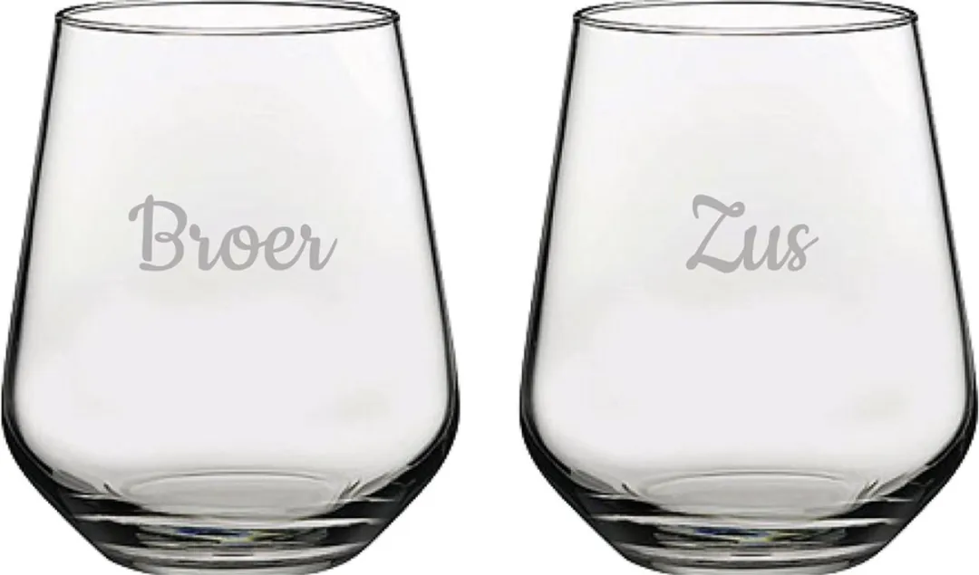 Pasabahce Gegraveerd Drinkglas Broer-Zus 42,5cl