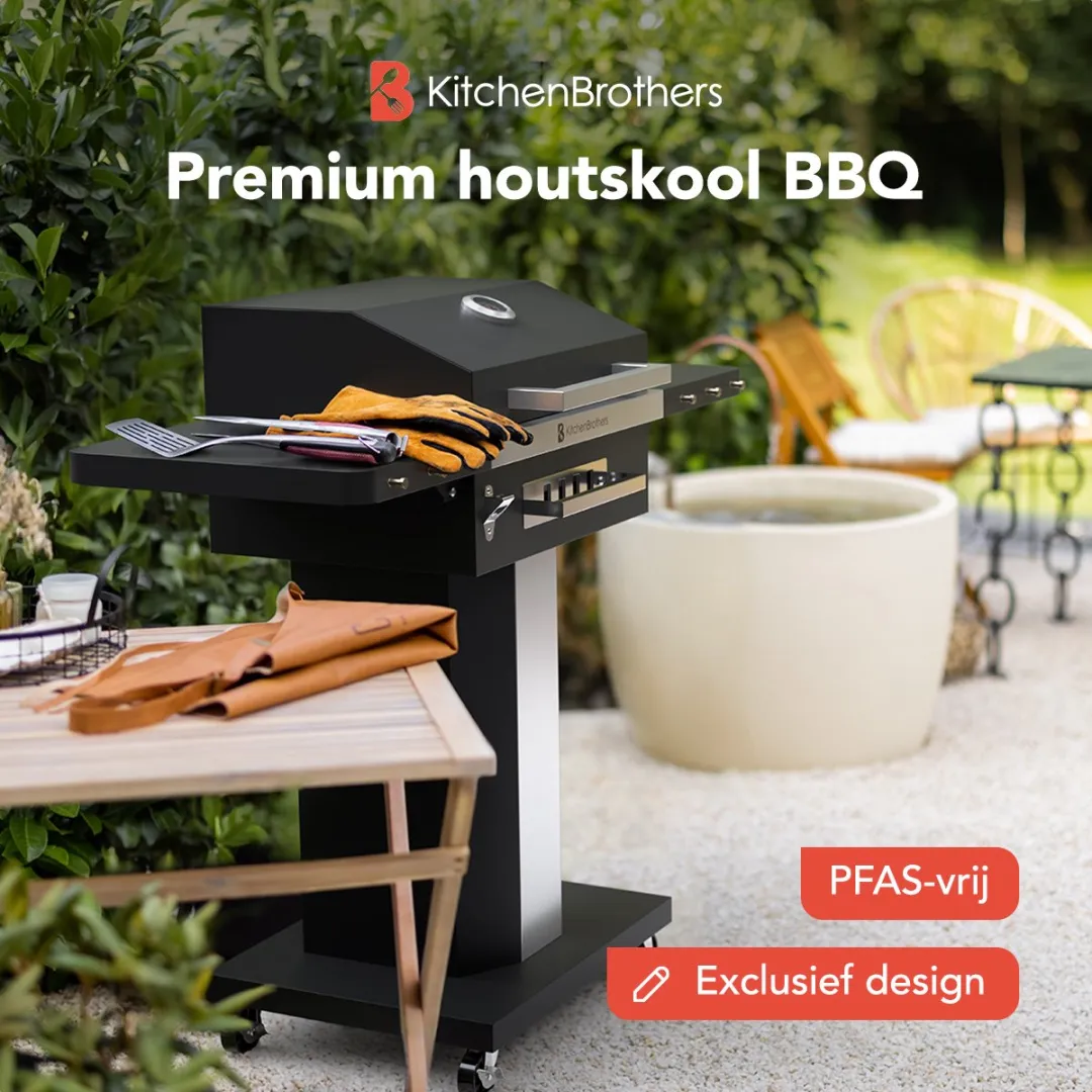KitchenBrothers Houtskool BBQ KB1004103 - 75cm - 12 Burgers - Zwart