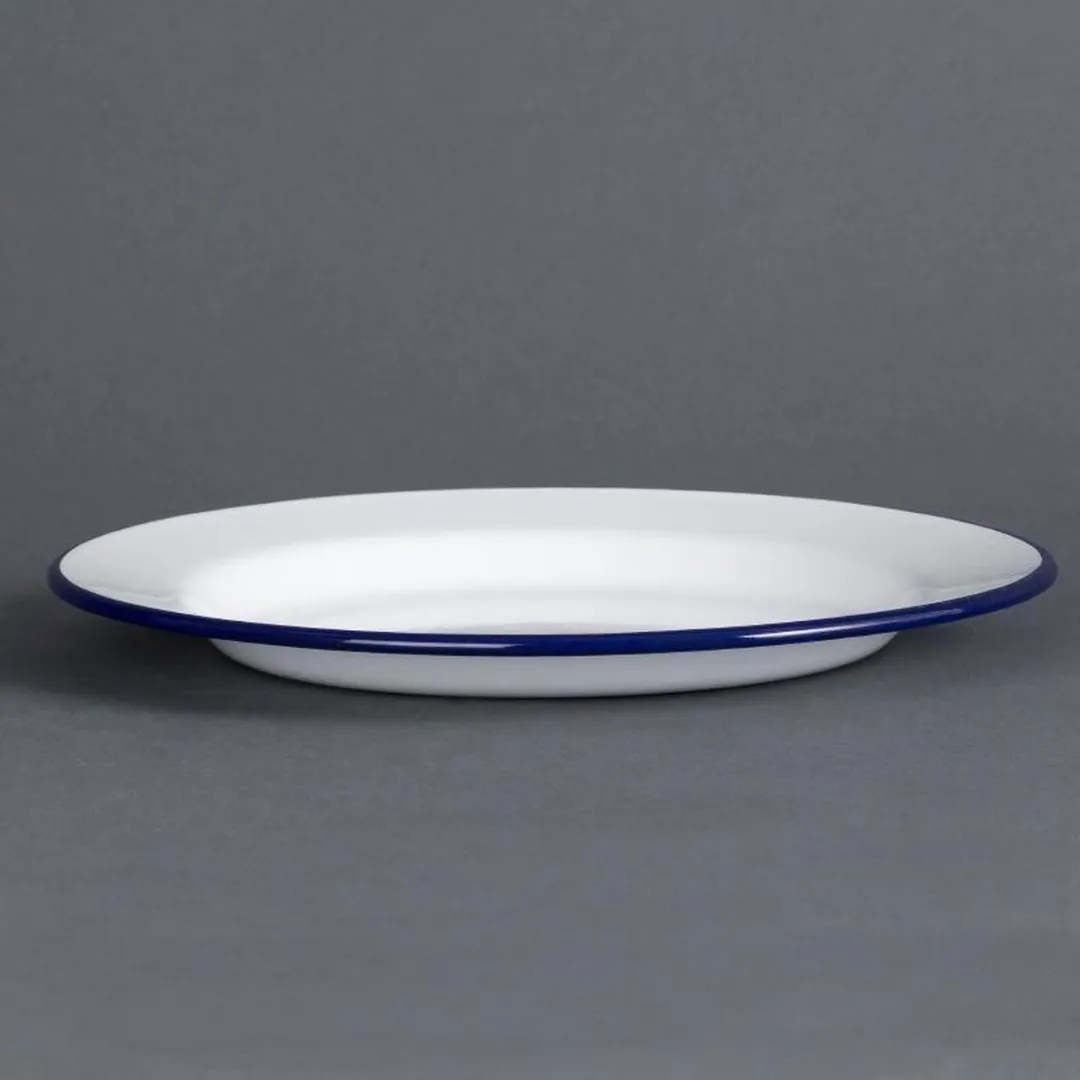 Olympia Geemailleerd Dinerbord 24,5cm - 6 Stuks - Blauw/Wit