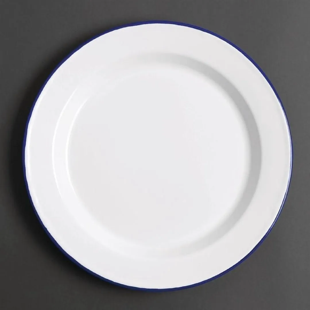 Olympia Geemailleerd Dinerbord 24,5cm - 6 Stuks - Blauw/Wit