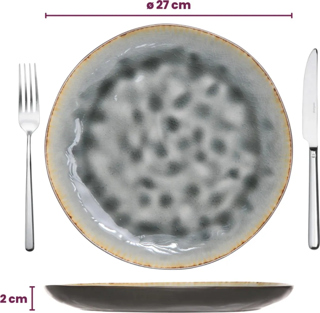 Cosy&Trendy Dinerbord Laguna Blue Grey ø 27cm - Set van 4