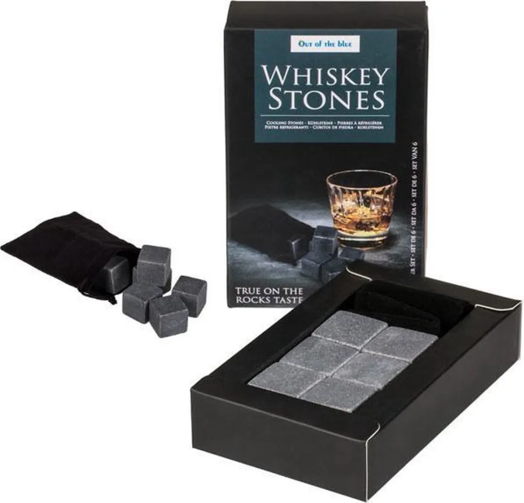 Bormioli Rocco Whiskyglazen & IJsblokstenen Set - 6 Glazen 390ml + 6 Stenen