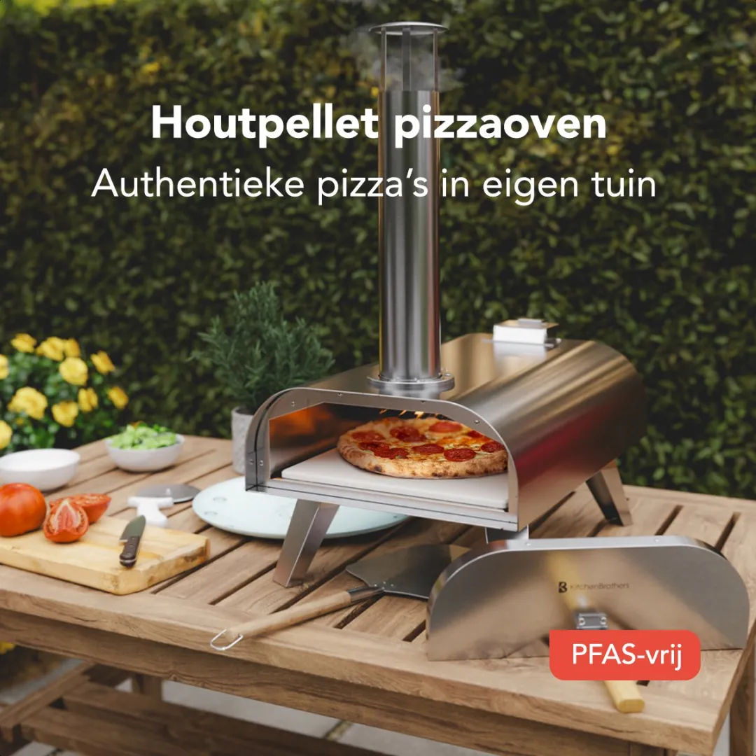 KitchenBrothers Pizzaoven Houtgestookt PFAS- & BPA-Vrij KB1004105 - Grijs