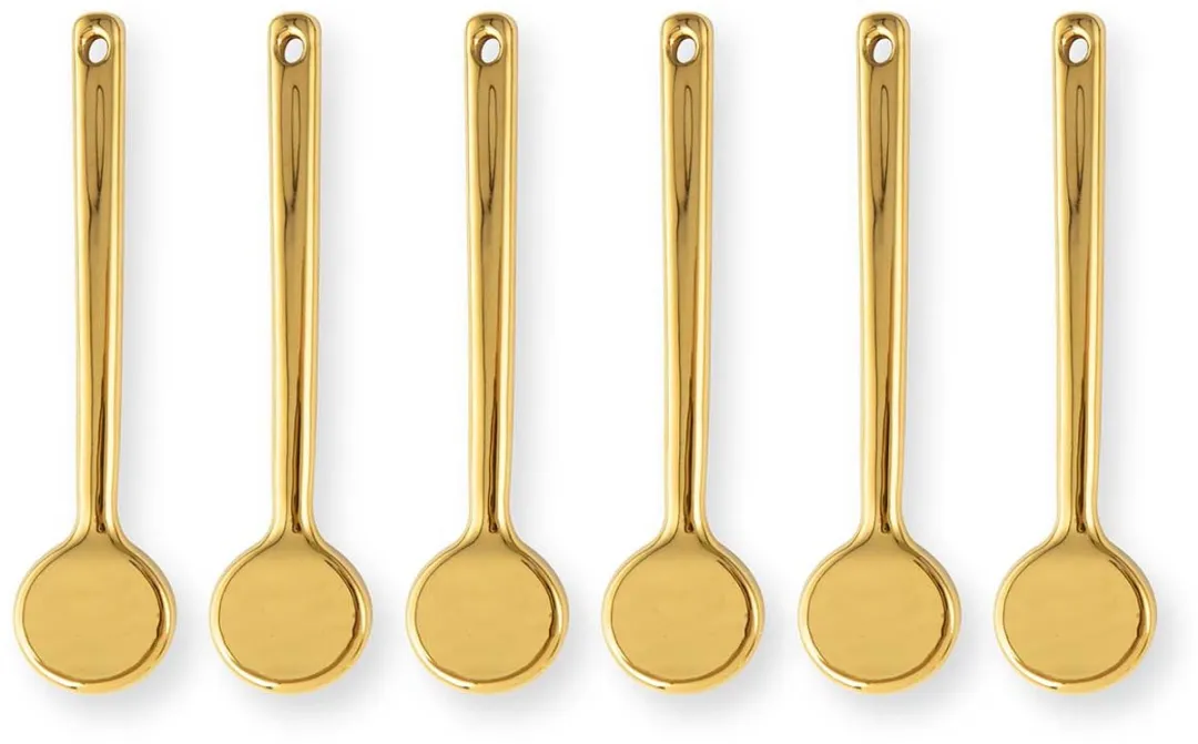 vtwonen Theelepels Porcelein Goud - 6 Stuks