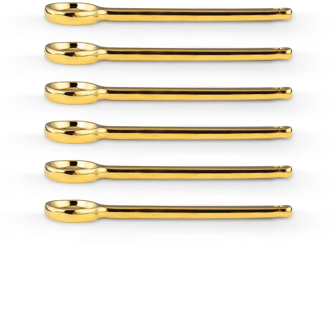 vtwonen Theelepels Porcelein Goud - 6 Stuks