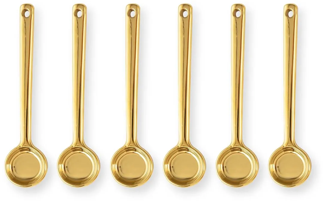 vtwonen Theelepels Porcelein Goud - 6 Stuks