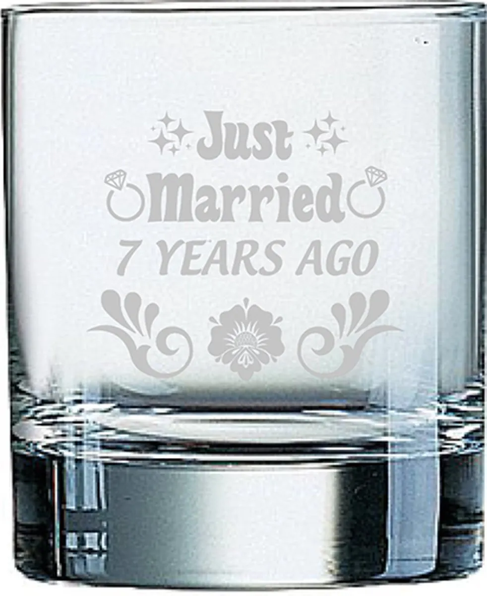 Arcoroc Whiskeyglas Gegraveerd Just Married 20cl