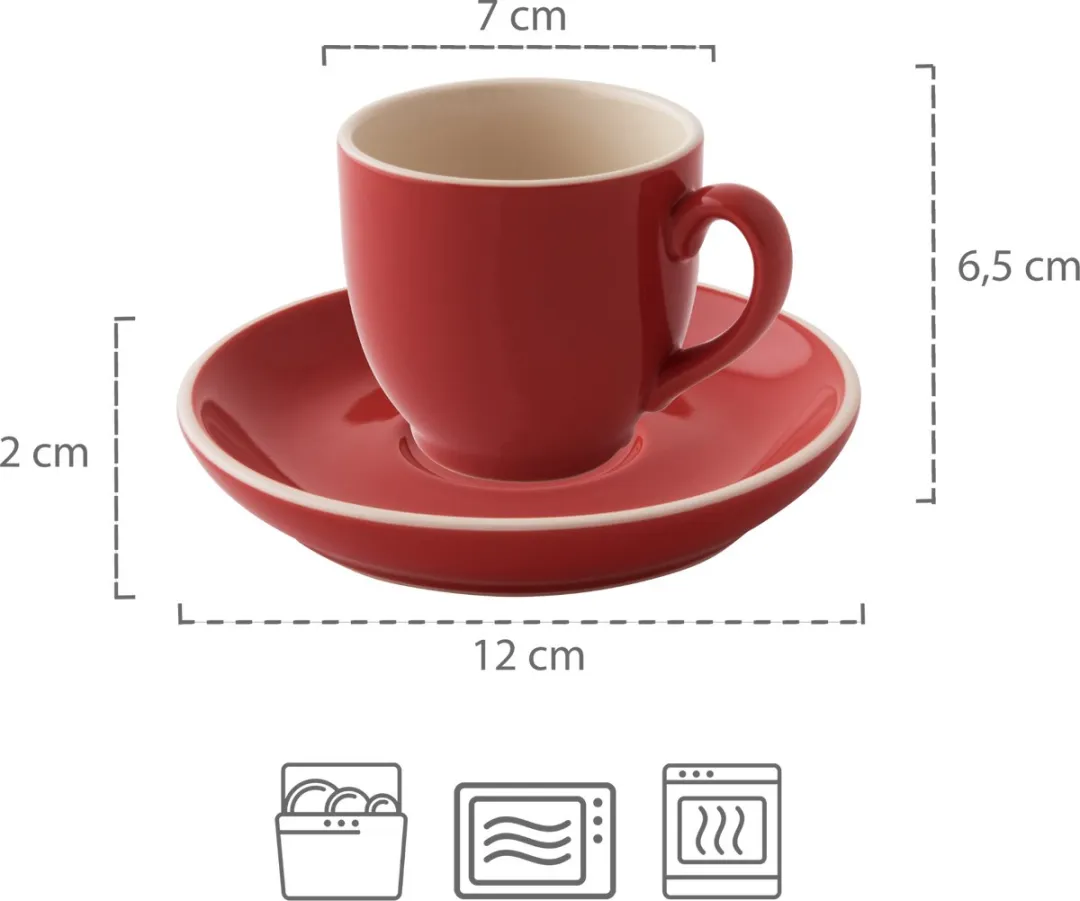 Palmer Colors Koffiekopjes 14cl - 6 Stuks - Rood