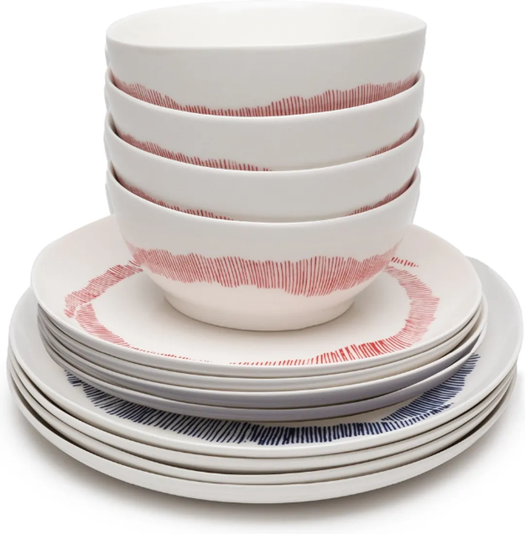 Serax Ottolenghi Feast Serviesset 13-delig - 4 Personen - Wit/Blauw/Rood