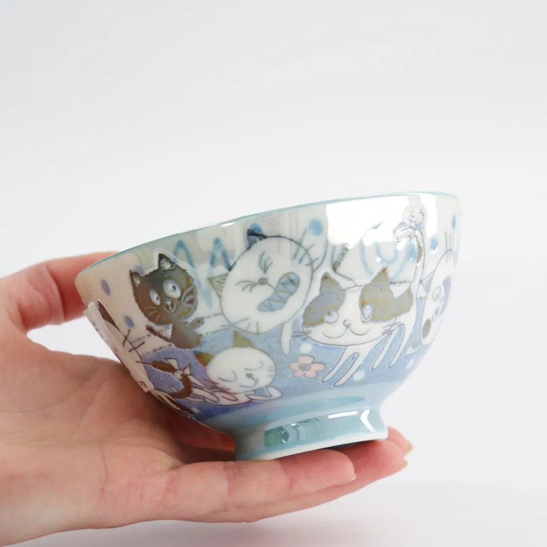Tokyo Design Studio Kawaii Rijstkom 300ml - Blauw Kat
