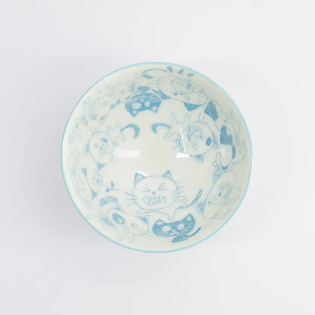 Tokyo Design Studio Kawaii Rijstkom 300ml - Blauw Kat
