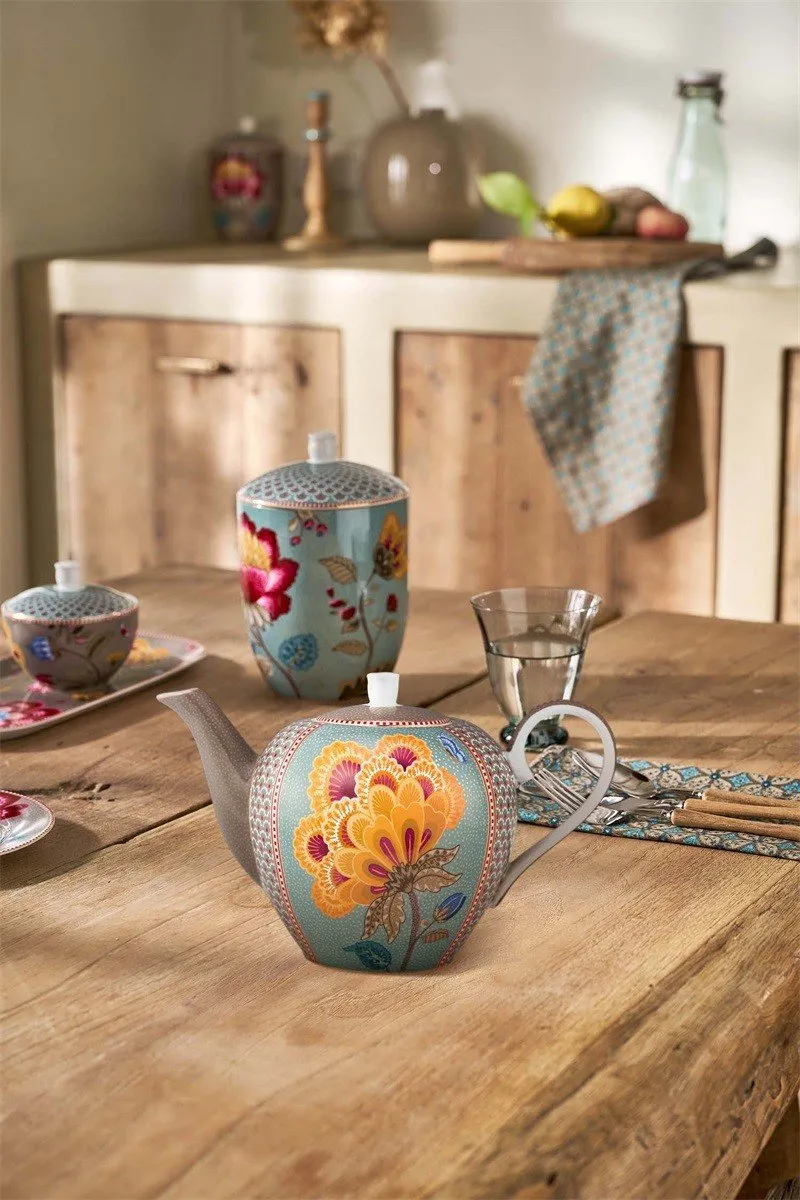 Pip Studio Blooming Tales Theepot 1.6L - Porselein - Khaki