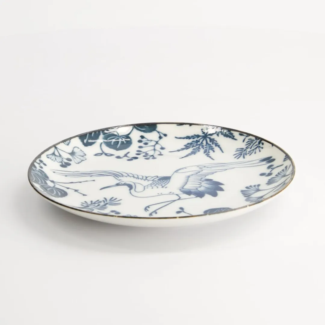 Tokyo Design Studio Flora Japonica Crane Bord - Ø16cm - Blauw/Wit - afbeelding 6 van 6