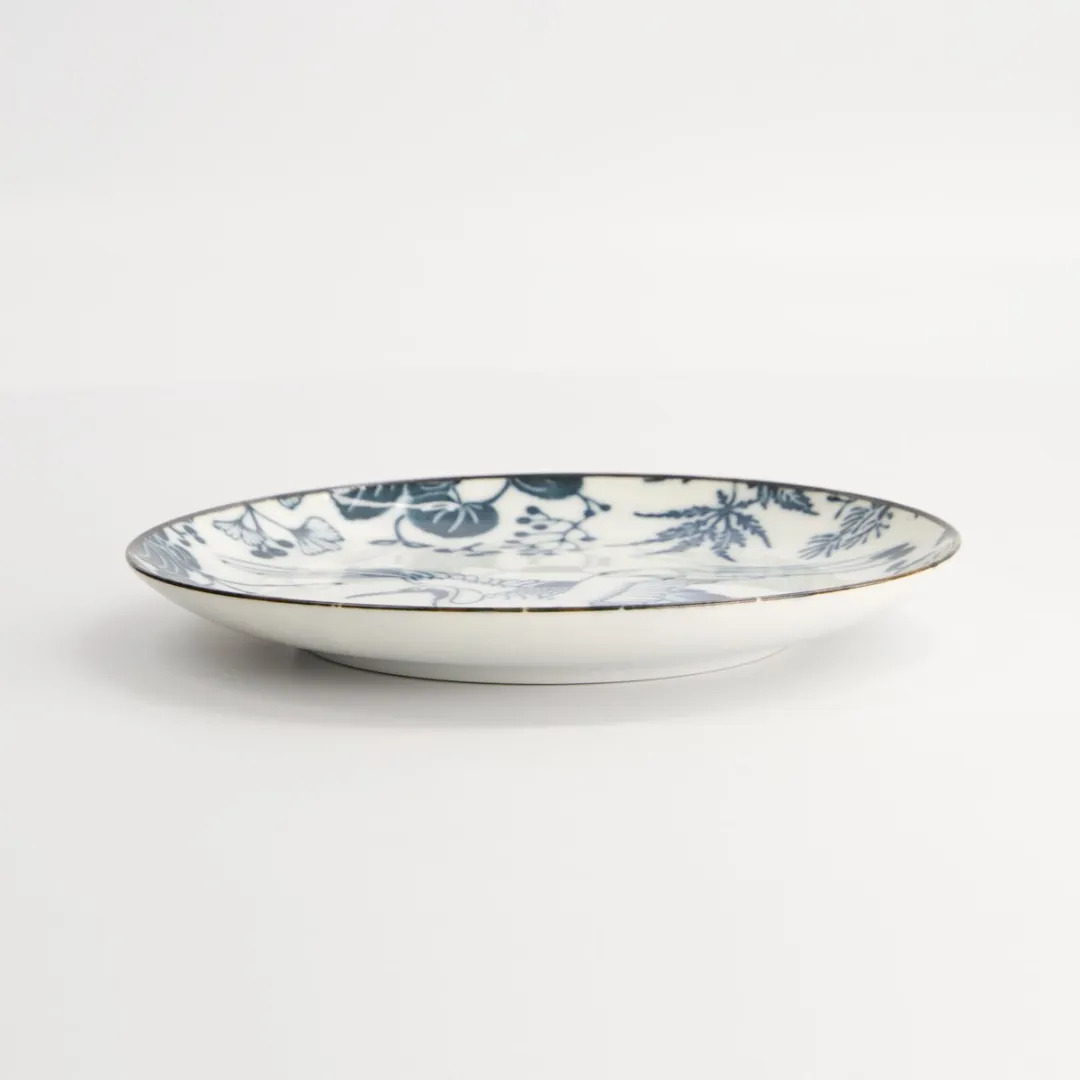 Tokyo Design Studio Flora Japonica Crane Bord - Ø16cm - Blauw/Wit
