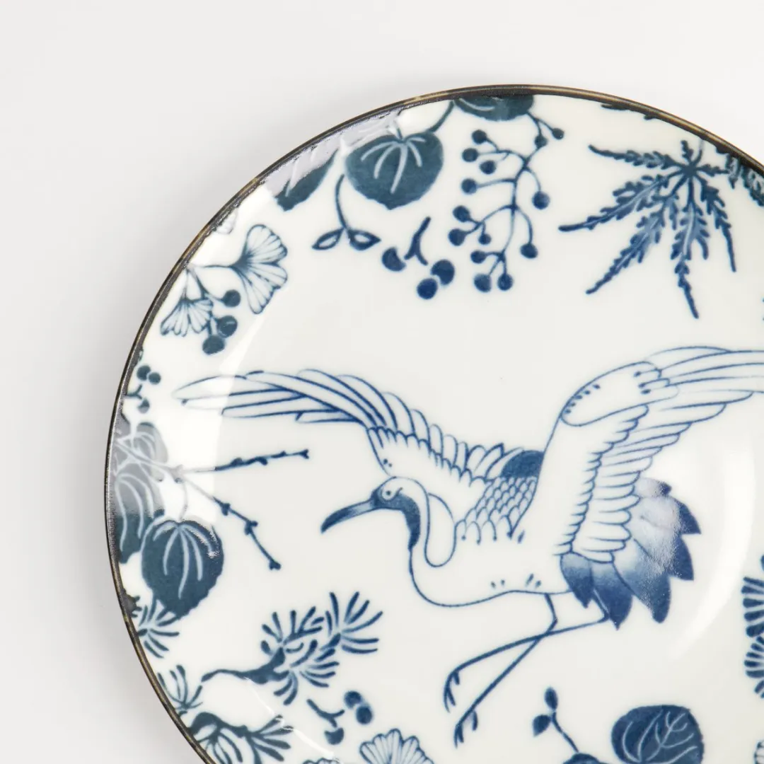Tokyo Design Studio Flora Japonica Crane Bord - Ø16cm - Blauw/Wit