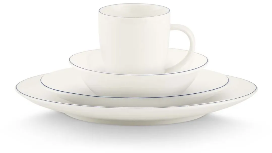 vtwonen Diner Serviesset Line 52.020.048 - 16-delig - Blauw/Wit