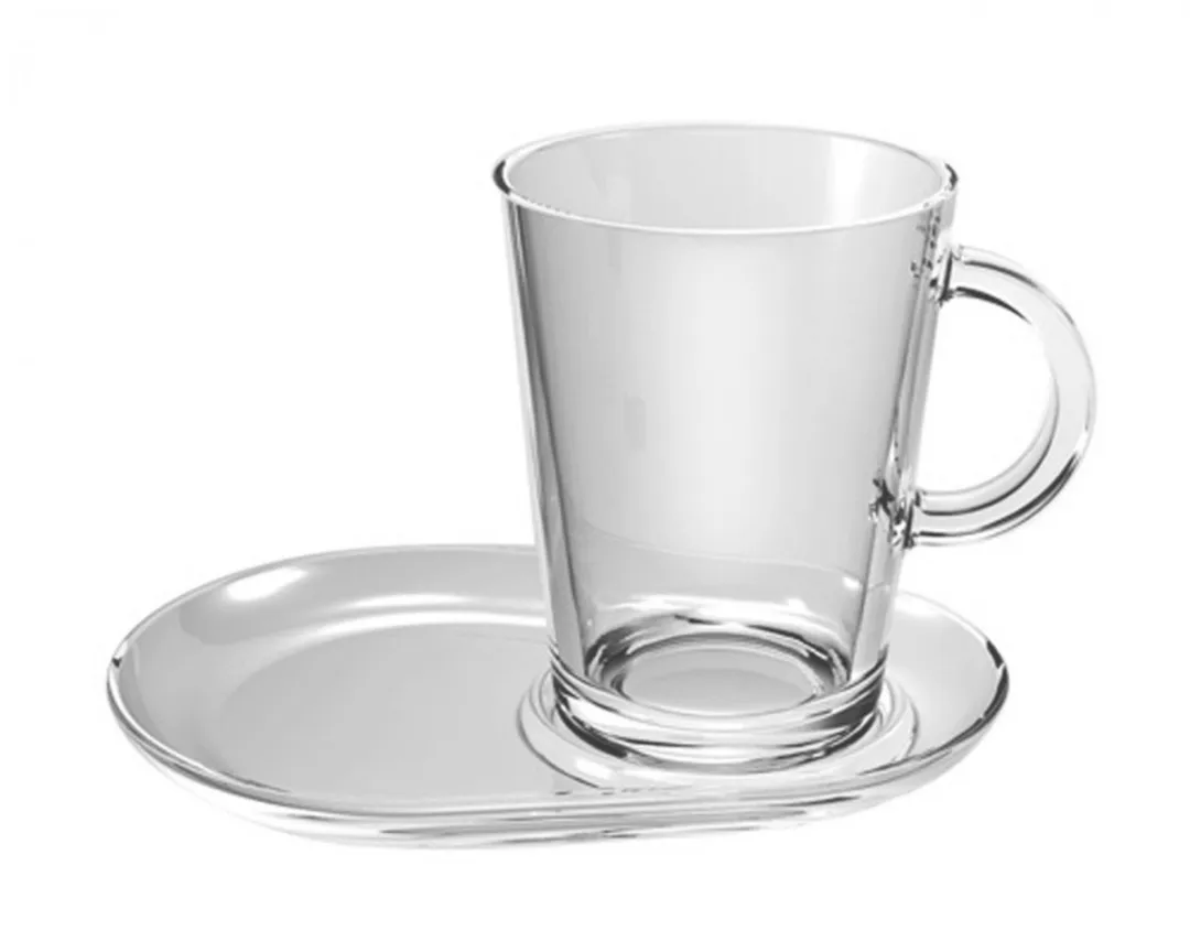 Pasabahce Tribeca Theeglas met schotel 400ml - 2 Stuks