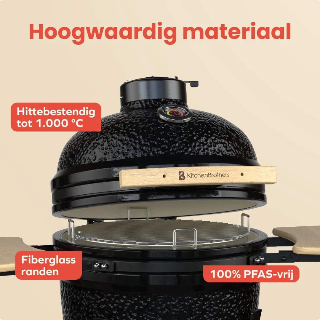 KitchenBrothers Kamado BBQ KB1004230 - 46 cm - Zwart