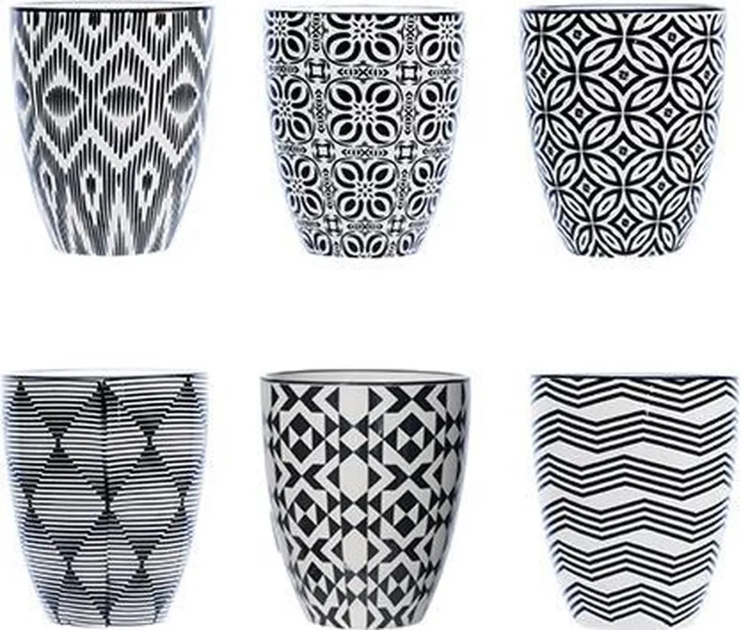 Cosy&Trendy Nikko Black Bekers - Ø7.3cm - Set van 6