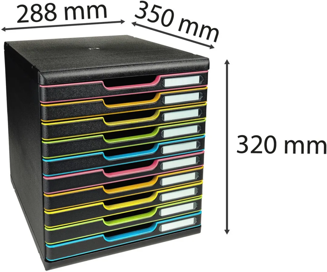 Exacompta Ladenbox MODULO A4 10 Lades - Zwart/Harlekijn - afbeelding 5 van 6