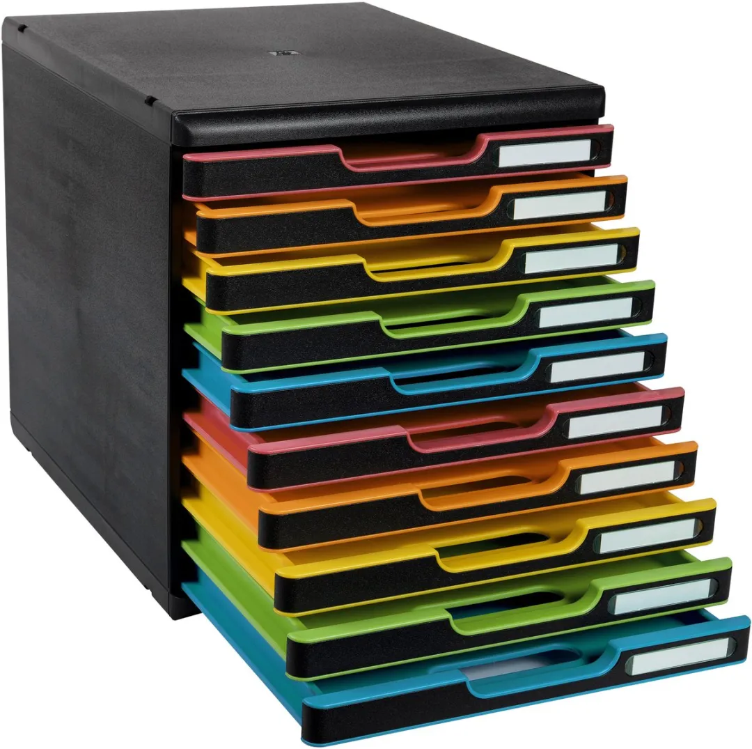 Exacompta Ladenbox MODULO A4 10 Lades - Zwart/Harlekijn - afbeelding 6 van 6