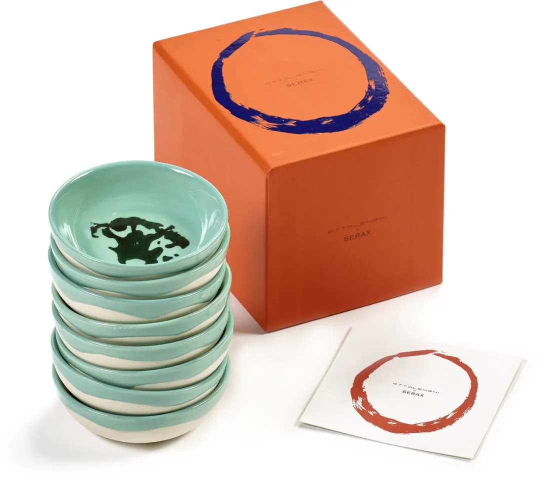 Serax Ottolenghi Feast Schaaltjes XS - 7cm - 8 Stuks - Azurblauw/Groen
