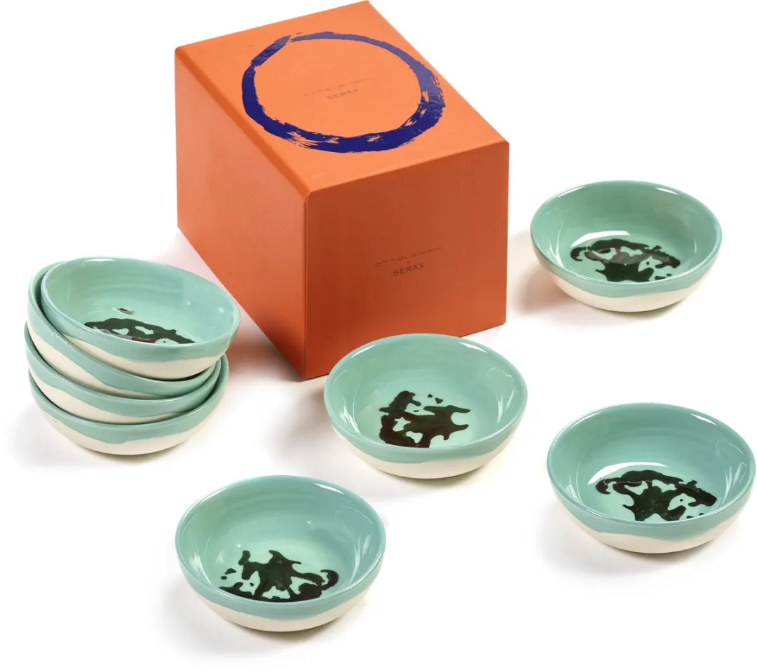 Serax Ottolenghi Feast Schaaltjes XS - 7cm - 8 Stuks - Azurblauw/Groen