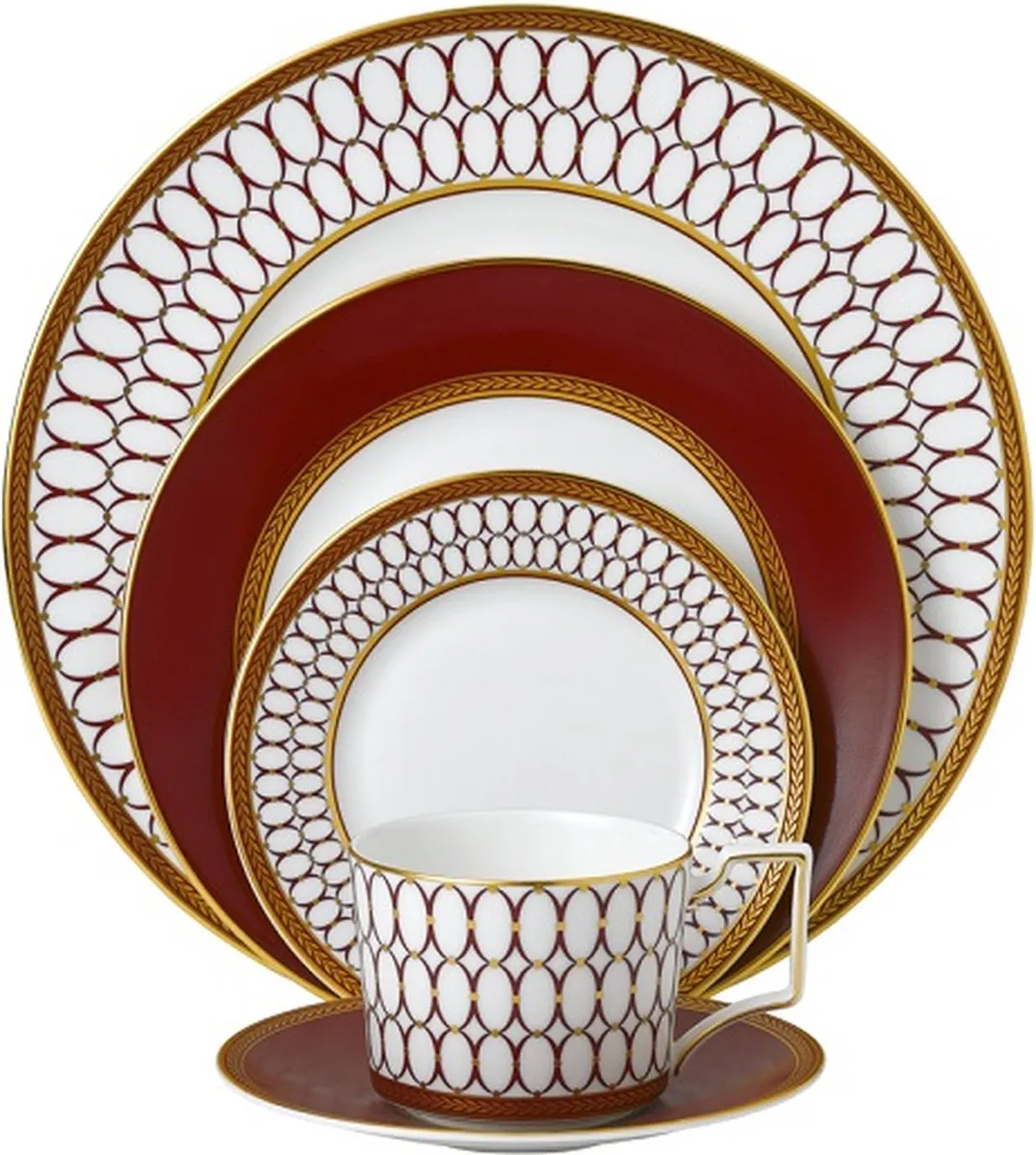 Wedgwood Renaissance Red Bord 27cm - Rood/Goud