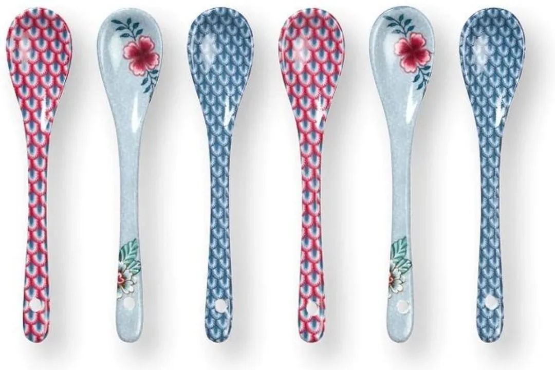 Pip Studio Oriental Flower Festival Theelepels - 6 Stuks - Blauw