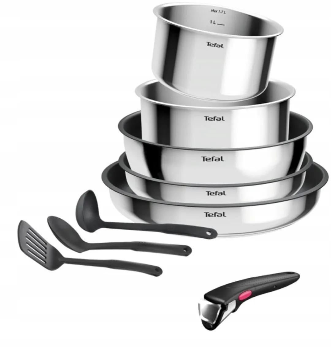 Tefal Ingenio Cook Eat Pannenset RVS - 9-delig - Zilver