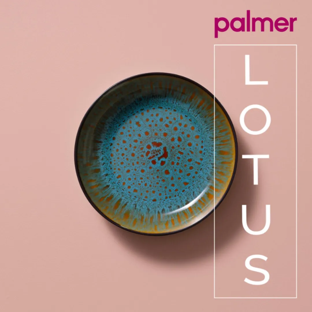 Palmer Lotus Pastabord 21cm - 2 Stuks - Turquoise/Zwart