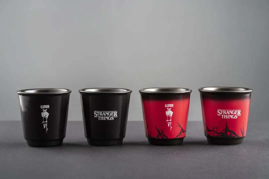 Bialetti Stranger Things Espressokopjes 80ml - Set van 4 - Zwart/Rood
