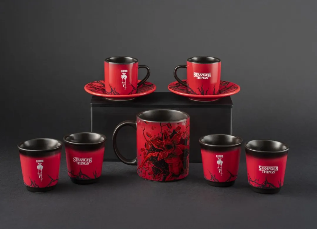 Bialetti Stranger Things Espressokopjes 80ml - Set van 4 - Zwart/Rood