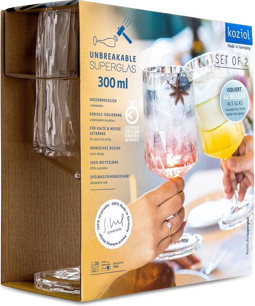 Koziol Club No. 4 Wijnglas - 0.3L - 2 Stuks