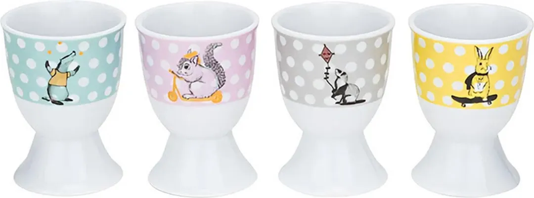 Cosy&Trendy Eierdoppen Dieren - 4-delig - Porselein - Ø4,8cm