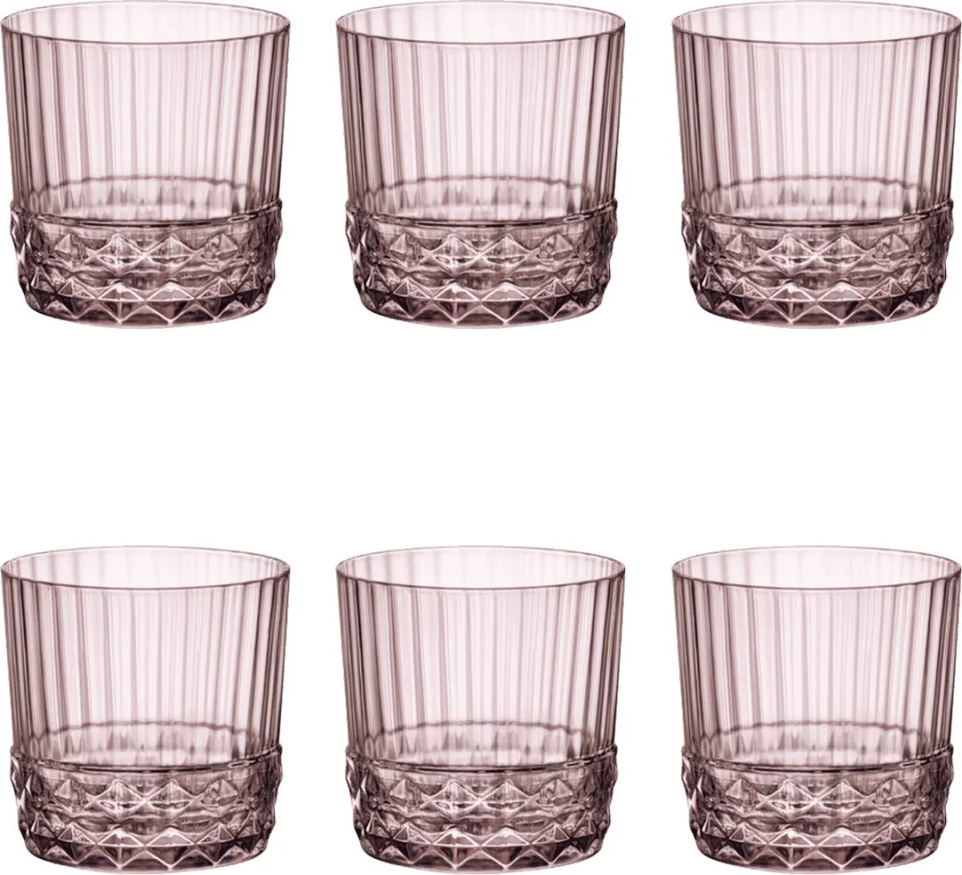 Bormioli Rocco Whiskeyglazen America's 20 - 300ml - 6 Stuks - Roze