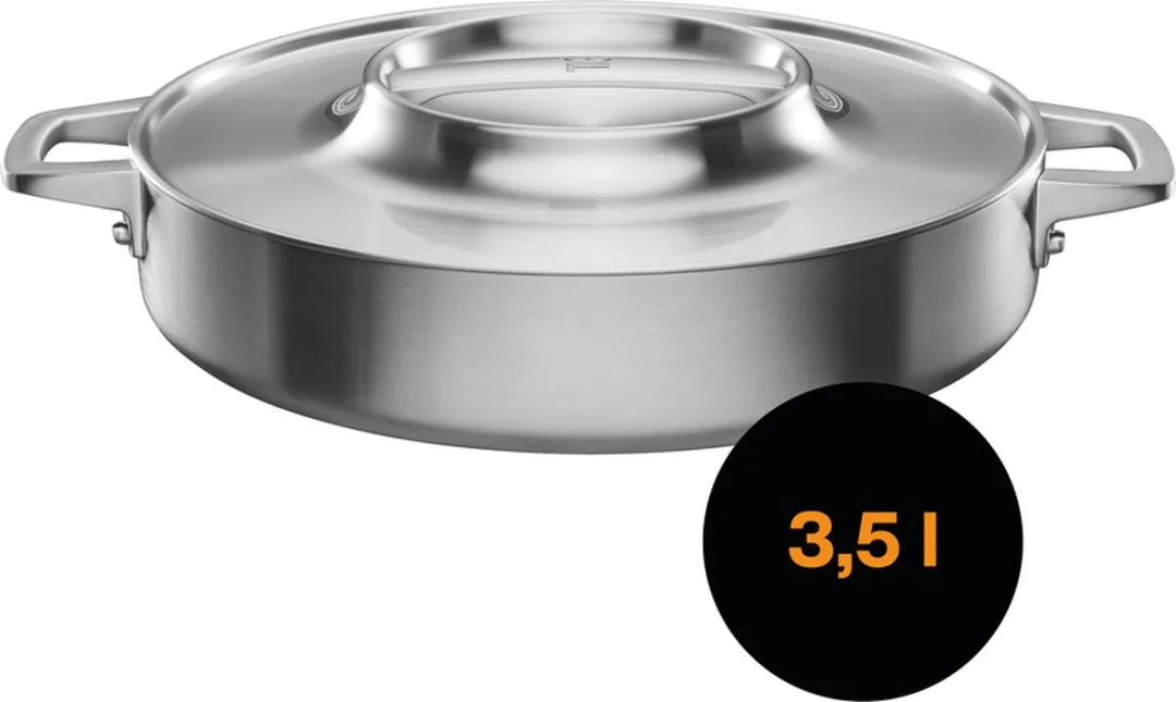 Fiskars Norden Braadpan 28cm - RVS - met Deksel - afbeelding 3 van 6