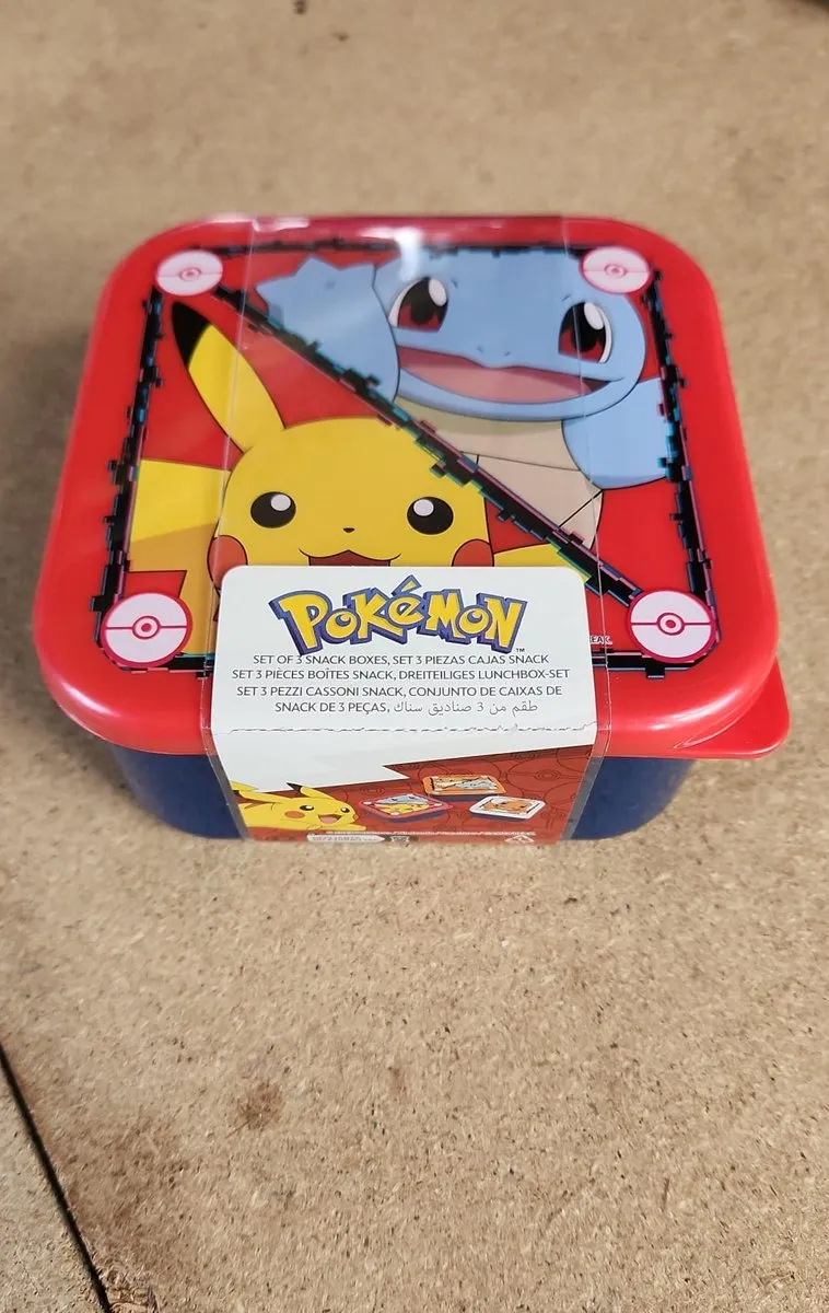 Pokémon Snackbakje - 3 Stuks - Blauw/Rood